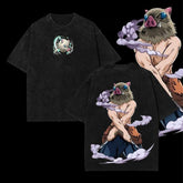 Otakuri "Inosuke Hashibira Beast Breathing" Demon Slayer: Kimetsu no Yaiba Vintage Washed Oversized T-Shirt