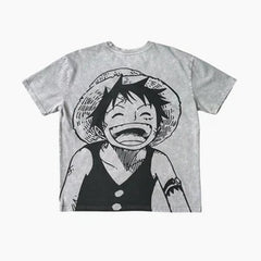 Otakuri One Piece Laughing Luffy Vintage Washed Oversized T-Shirt