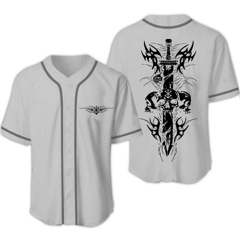 Berserk Skull Death Metal Baseball Jersey - Nysekai