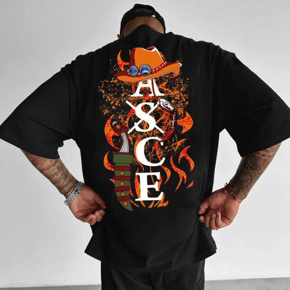 Vintage ASCE One Piece Unsiex T-shirt, Cool Staw Hat One Piece Anime Sweatshirt, Portgas D. Ace Hoodie, Love Manga Anime Merch - Nysekai