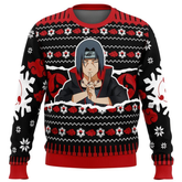 Ugly Christmas sweater with anime character design on a white background