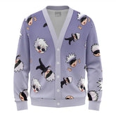 Gojo Pattern Jujutsu Kaisen Knitted Cardigan Sweater