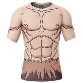 Hashibira Inosuke Body Demon Slayer Short Sleeve Rash Guard Compression Shirt