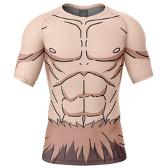 Hashibira Inosuke Body Demon Slayer Short Sleeve Rash Guard Compression Shirt