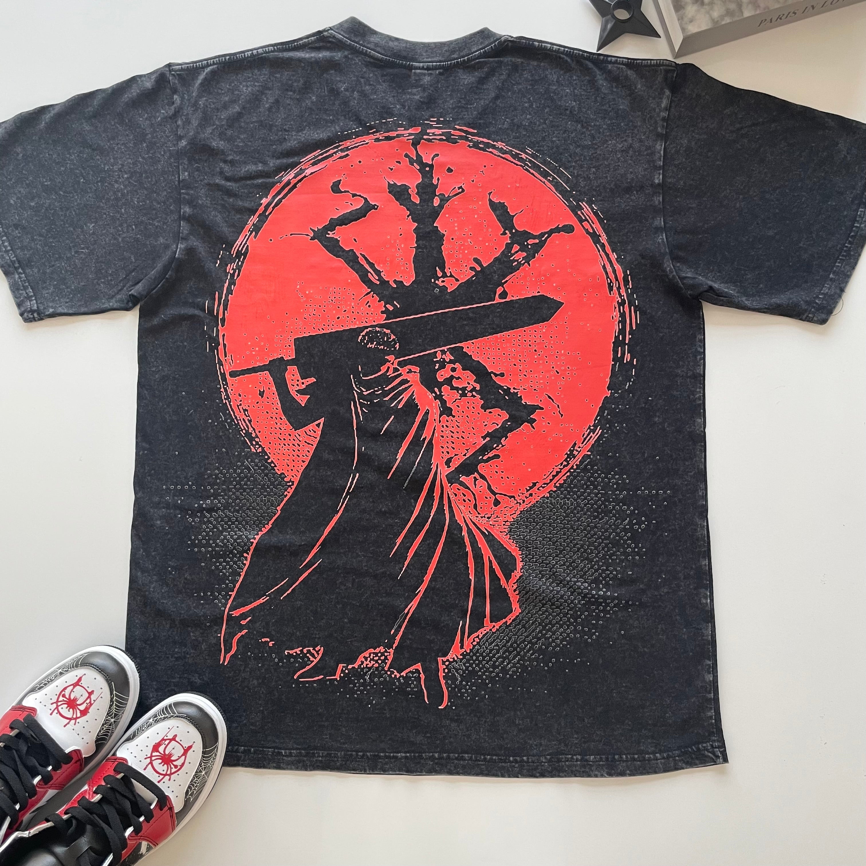 Nysekai "Berserk Guts Anime Aesthetic Vintage Oversize T Shirt - Nysekai