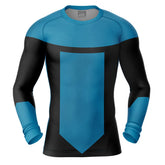 Invincible Blue Long Sleeve Rash Guard Compression Shirt