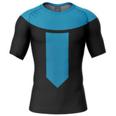 Invincible Blue Short Sleeve Rash Guard Compression Shirt