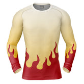 Kyojuro Demon Slayer Long Sleeve Rash Guard Compression Shirt
