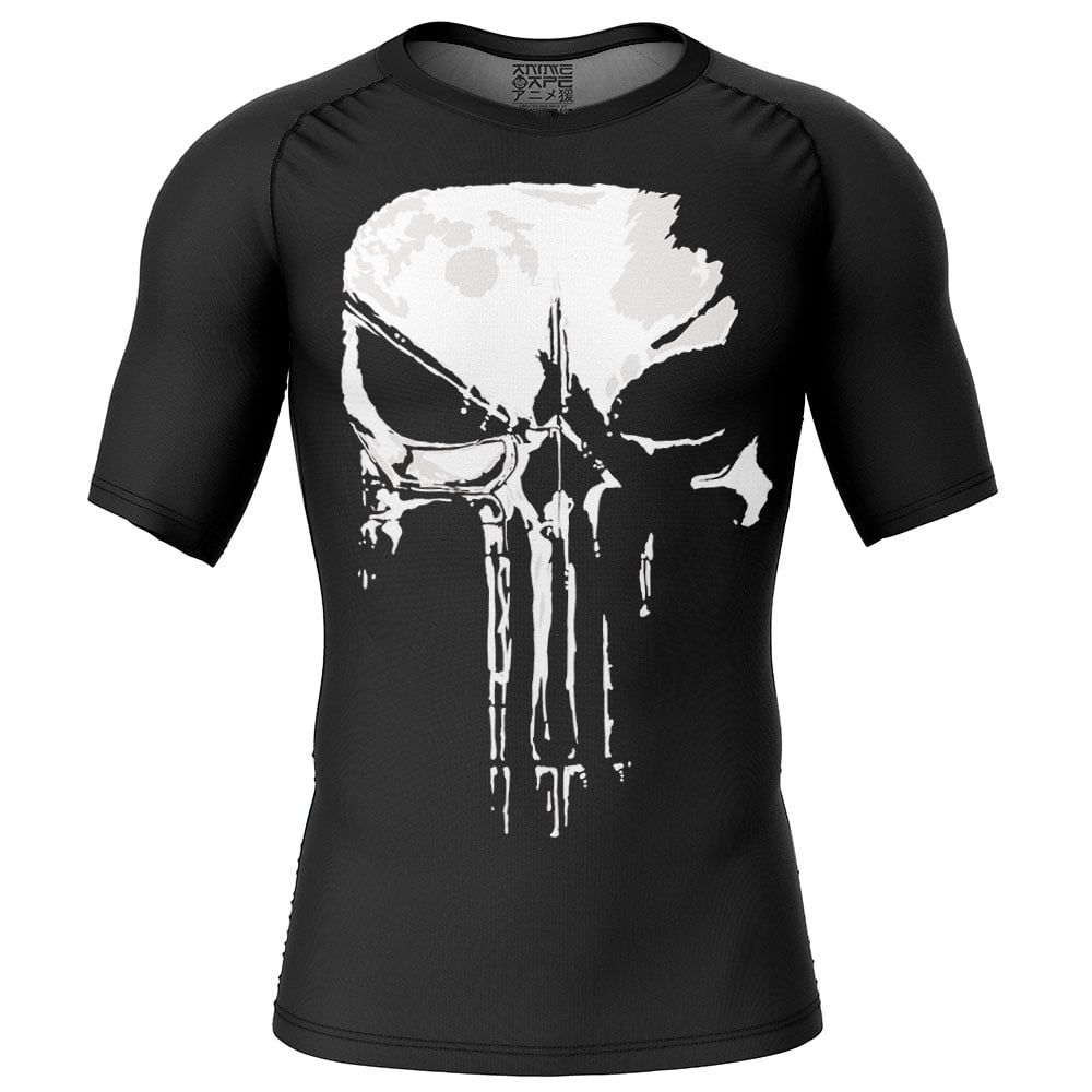Punisher Marvel Short Sleeve Rash Guard Compression Shirt