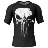 Punisher Marvel Short Sleeve Rash Guard Compression Shirt