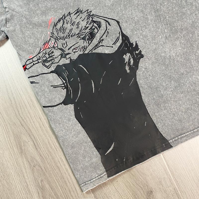 Nysekai "Ryomen Sukuna Divine Flame Jujutsu Kaisen" Vintage Washed Oversized T-Shirt - Nysekai