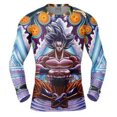Trippy Ultra Instinct Goku Dragon Ball Z Long Sleeve Rash Guard Compression Shirt