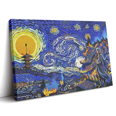 Village on Fire Gintama Starry Night Canvas Print Wall Art - Nysekai
