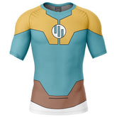 Viltrum Mark Emperor Costume Blue Invincible Short Sleeve Rash Guard Compression Shirt