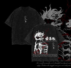 Otakuri "Eren Yeager Attack Titans Power" Attack on Titan V5 Vintage Washed Oversized T-Shirt