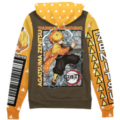 Agatsuma Zenitsu Demon Slayer" Streetwear Zip Hoodie Jacket