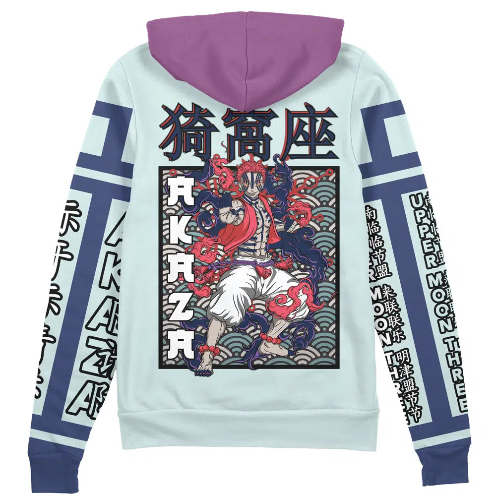 Akaza Demon Slayer" Streetwear Zip Hoodie Jacket