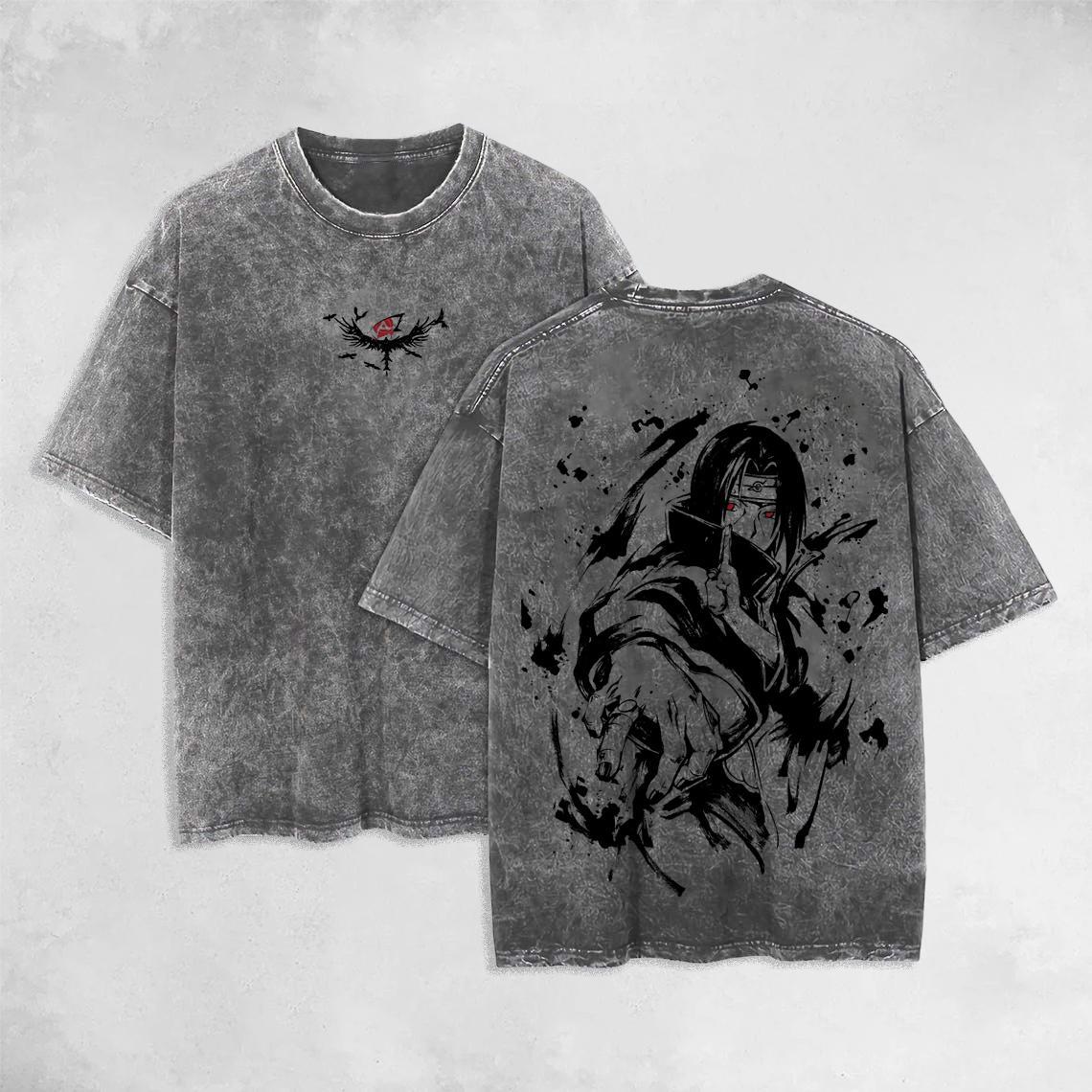 Nysekai "Uchiha Itachi Sharingan Eyes Naruto" Vintage Washed Oversized T-Shirt Nysekai - Nysekai