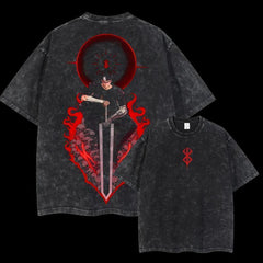 Otakuri "Guts Black Swordsman" Berserk Vintage Washed Oversized T-Shirt