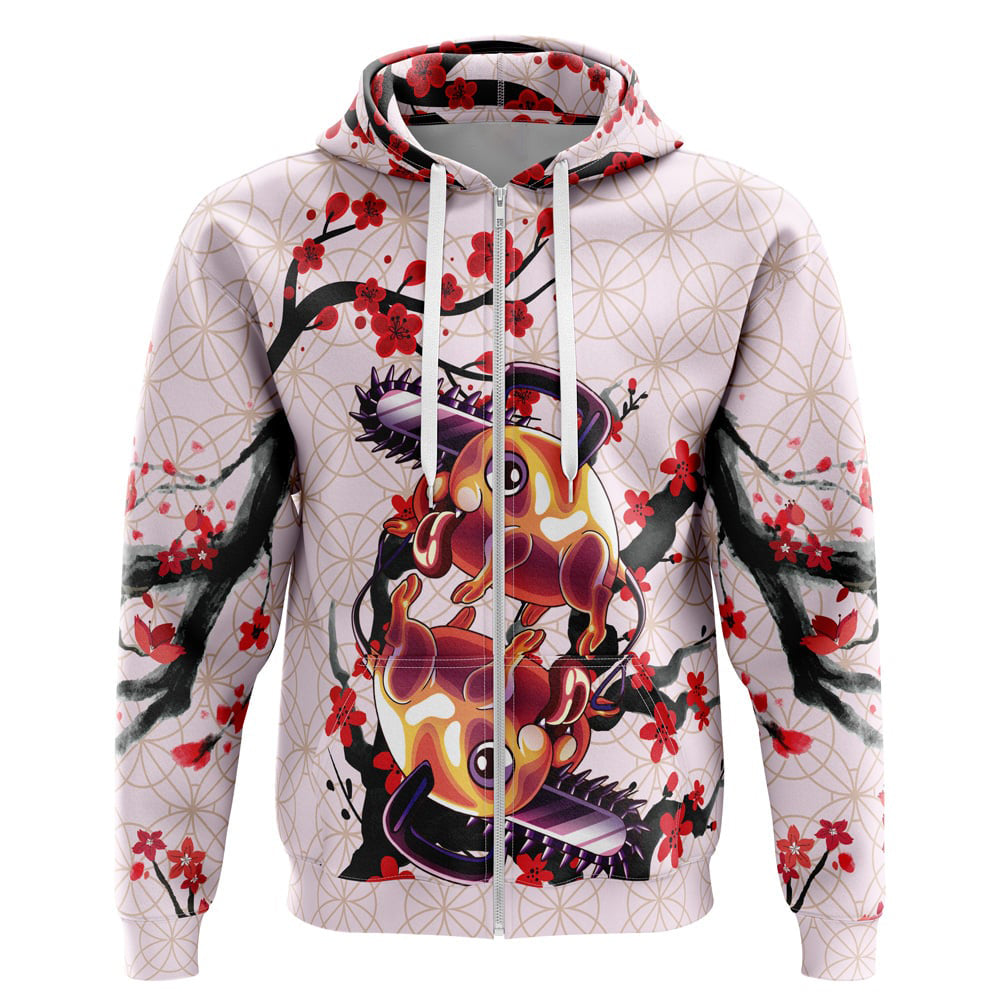Denji x Pochita Chainsaw Man Zip Hoodie Jacket