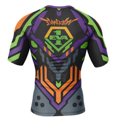 Eva 01 Evangelion Short Sleeve Rash Guard Compression Shirt