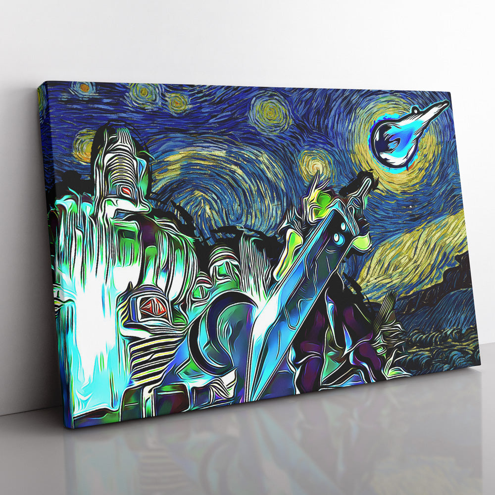 Final Fantasy 7 Starry Night Midgar Canvas Print Wall Art - Nysekai