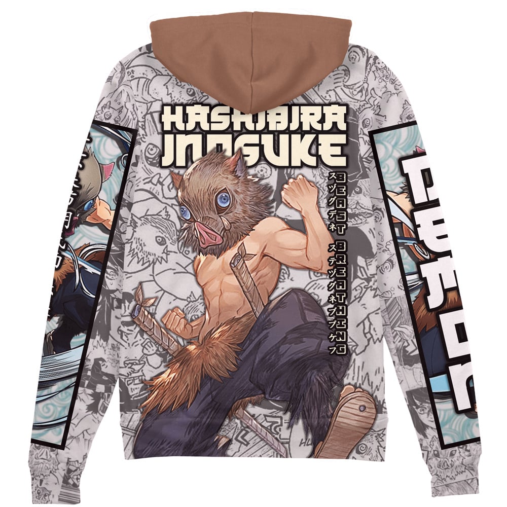 Hashibira Inosuke Manga Collage Demon Slayer" Streetwear Zip Hoodie Jacket