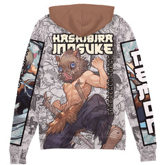 Hashibira Inosuke Manga Collage Demon Slayer" Streetwear Zip Hoodie Jacket