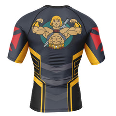 He-Man Eternia Gym Masters Of The Universe Short Sleeve Rash Guard Compression Shirt