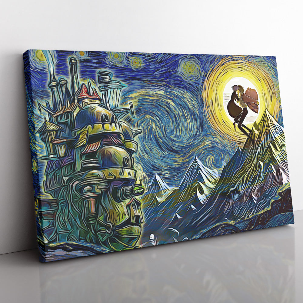 Howl's Moving Castle Starry Night Studio Ghibli Canvas Print Wall Art - Otakuri