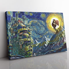 Howl's Moving Castle Starry Night Studio Ghibli Canvas Print Wall Art - Otakuri