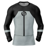 Black and gray long-sleeve athletic shirt with a logo on a white background, Viltrumite Black Invincible