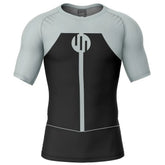 Black and gray athletic shirt with a logo on a white background, Viltrumite Grey Invincible