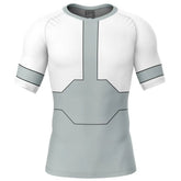 White and gray t-shirt with geometric design on a white background, Viltrumite Invincible Rashguards Short Sleeve