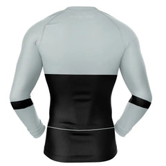 Long-sleeve athletic shirt with gray sleeves and black torso on a white background, Viltrumite Gray Invincible