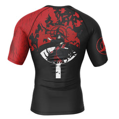 Itachi Uchiha Summoning Crow Naruto Short Sleeve Rash Guard Compression Shirt