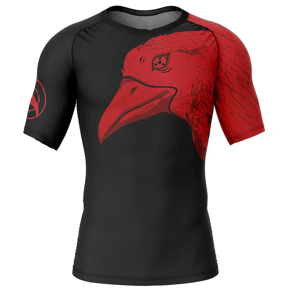 Itachi Uchiha Summoning Crow Naruto Short Sleeve Rash Guard Compression Shirt