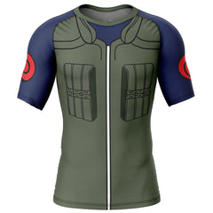 Kakashi Military Uniform Naruto Short Sleeve Rash Guard Compression Shirt
