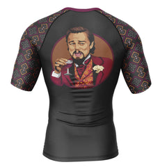 Laughing Leo DiCaprio Meme Pop Culture Short Sleeve Rash Guard Compression Shirt