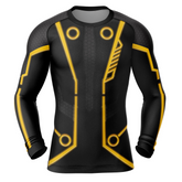 Yellow Circuits Uniform Tron Long Sleeve Rash Guard Compression