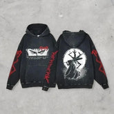 Anime Berserk Retro Washed 2-Sided Vintage Oversized Hoodie - Nysekai