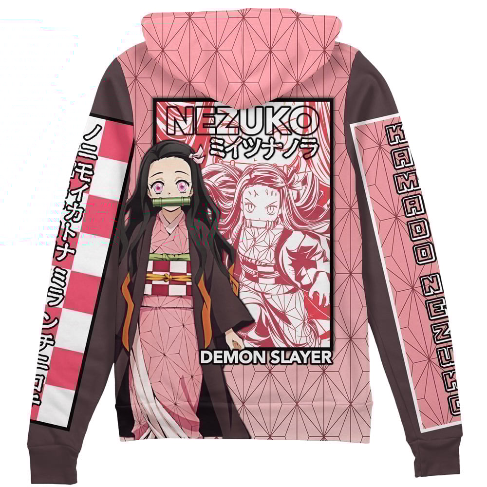 Otakuri Nezuko Kamado Demon Slayer streetwear zip hoodie jacket anime unisex