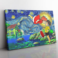 Ponyo Starry Night Studio Ghibli Canvas Print Wall Art - Nysekai