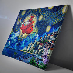 Porco Rosso Starry Night Studio Ghibli Canvas Print Wall Art - Nysekai