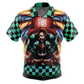 Trippy Kamado Tanjiro Demon Slayer Button Up Hawaiian Shirt