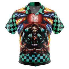 Trippy Kamado Tanjiro Demon Slayer Button Up Hawaiian Shirt