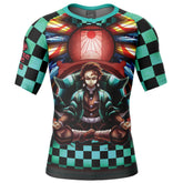 Trippy Kamado Tanjiro Demon Slayer Short Sleeve Rash Guard Compression Shirt