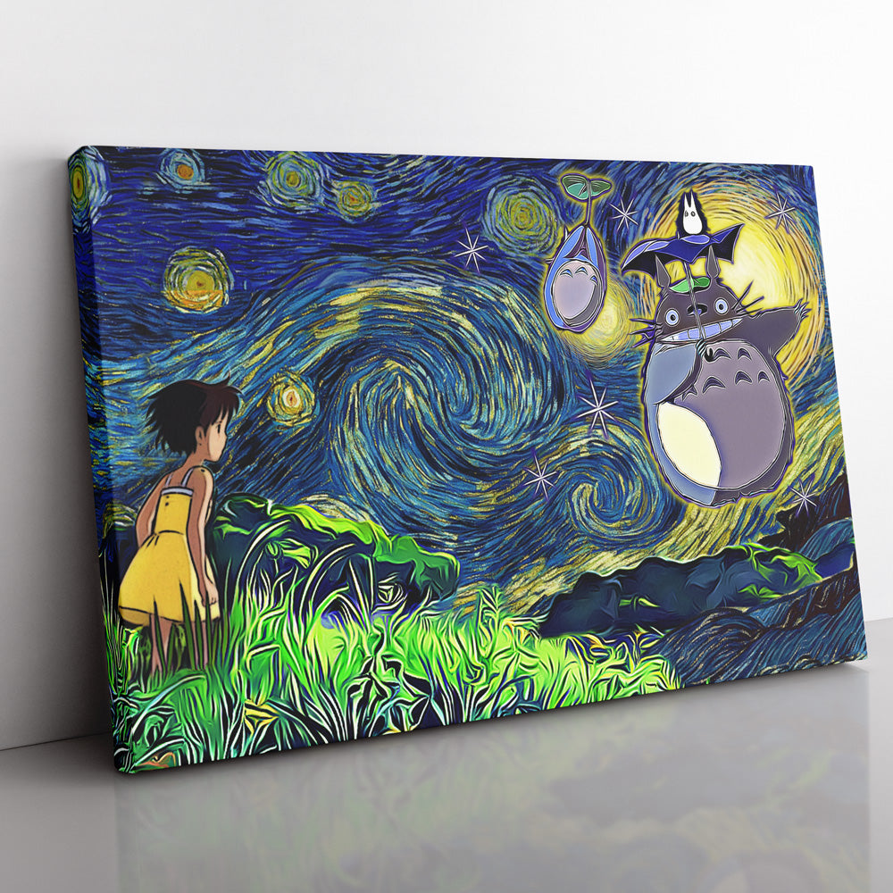 Totoro Starry Night Studio Ghibli Canvas Print Wall Art - Nysekai
