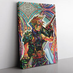 Trippy Cloud Strife Final Fantasy 7 Canvas Print Wall Art - Nysekai