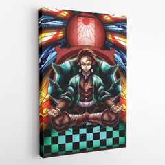 Trippy Kamado Tanjiro Demon Slayer Vertical Canvas Print Wall Art - Nysekai